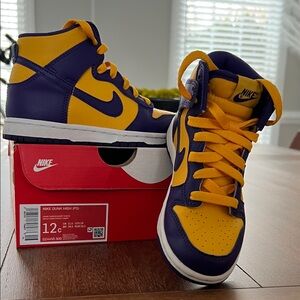 Nike Dunk Kids High-Top Sneakers - Purple and Yellow